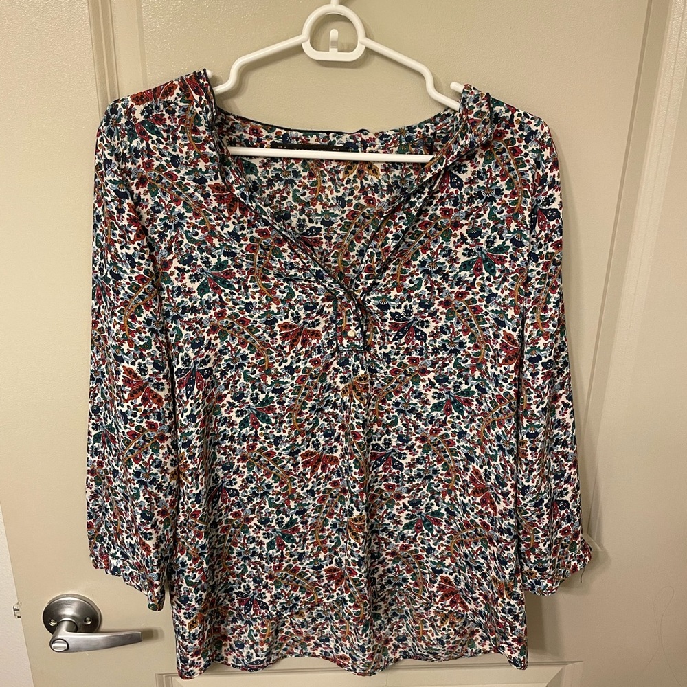 ZARA flowery 3/4 sleeved blouse